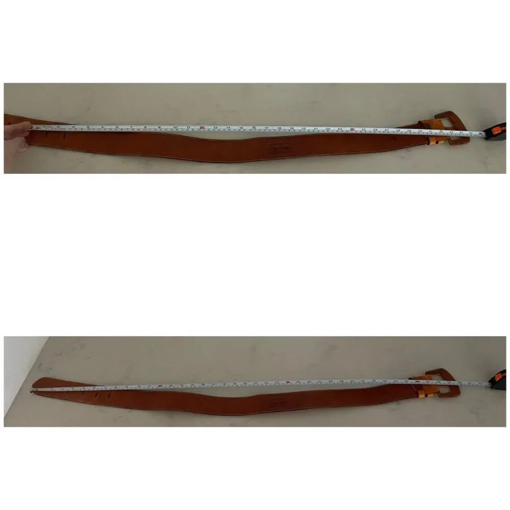 Vintage Alan Austin Women’s Genuine Leather Belt Brown M 33.5” 85cm Italy